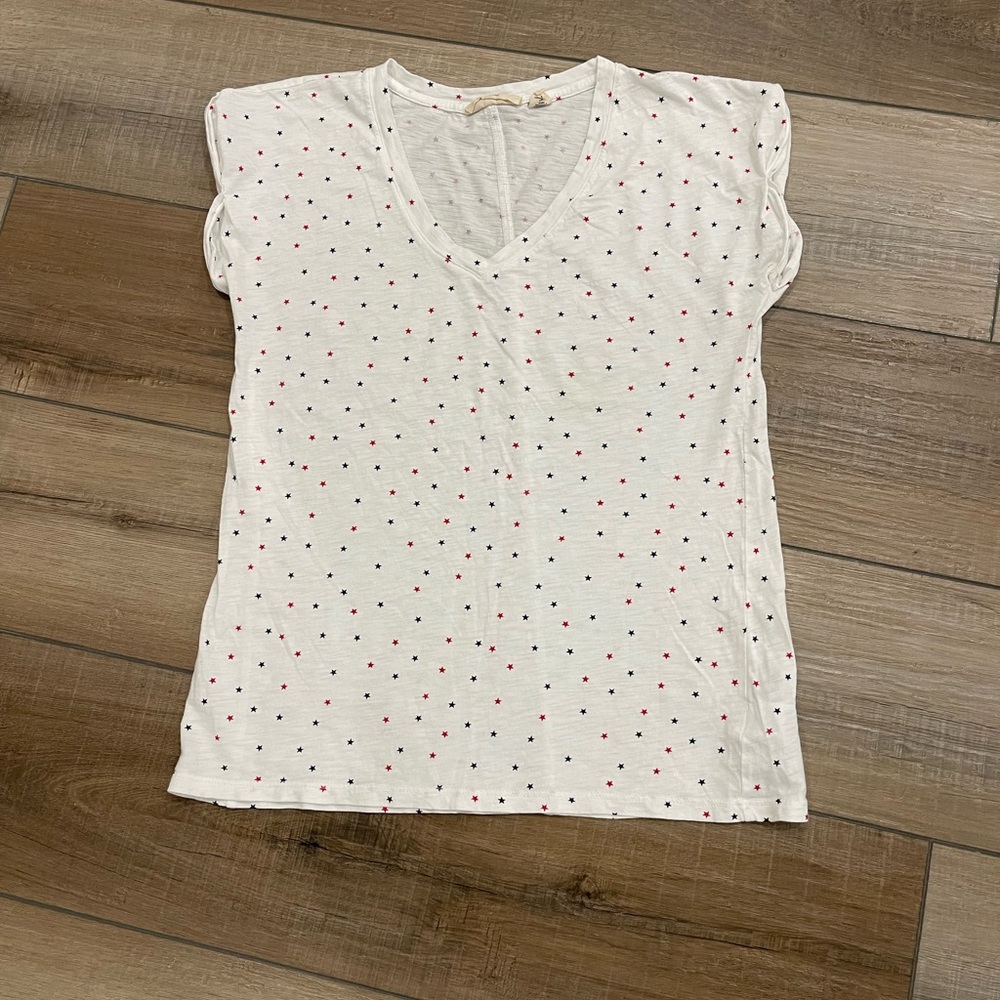 Star Patterned White T-Shirt 4th Of July Top Christian Siriano